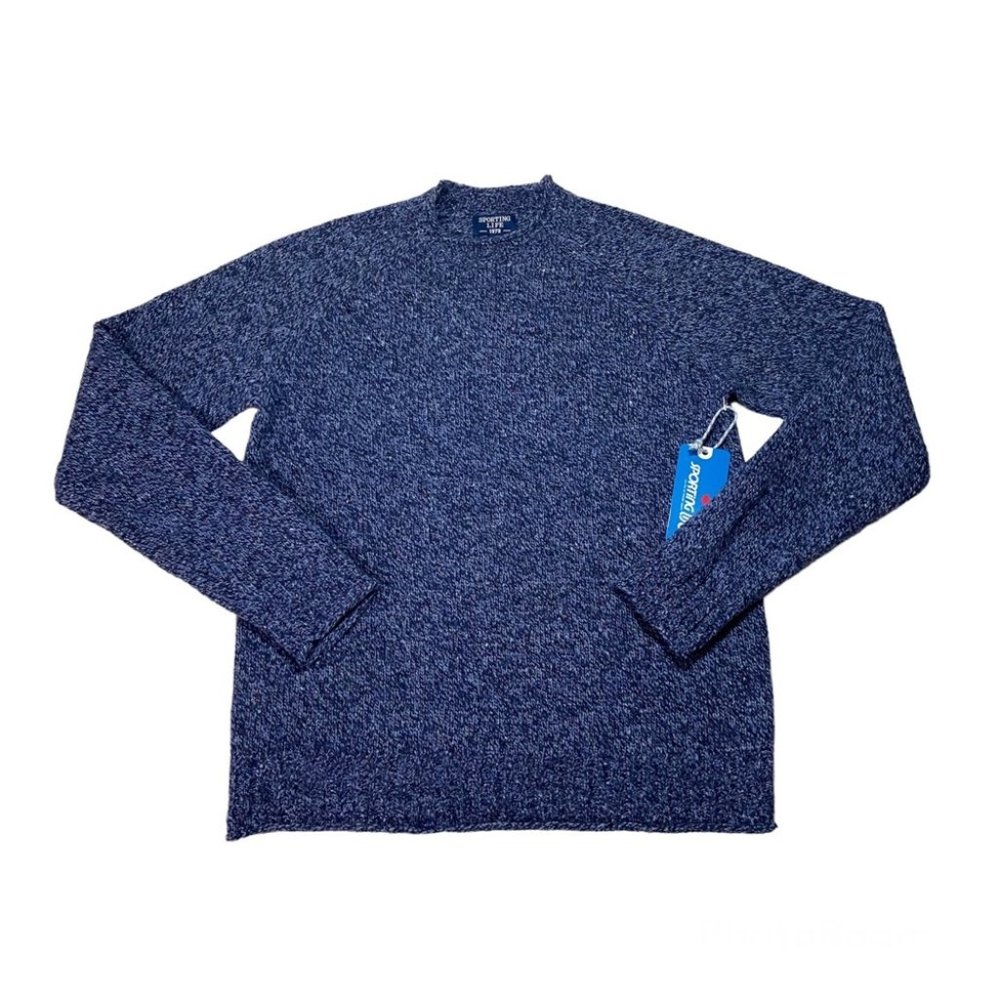 New SPORTING LIFE Lambswool Blend Knit Sweater Navy Marine Size M